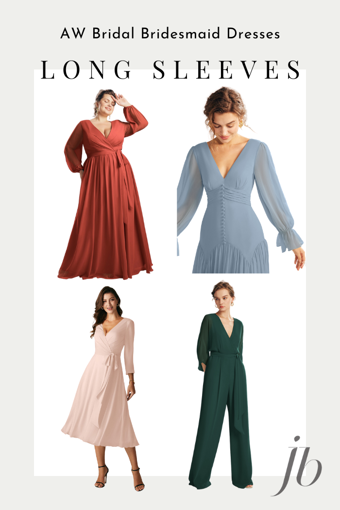 affordable long sleeve bridesmaid dresses at AW Bridal