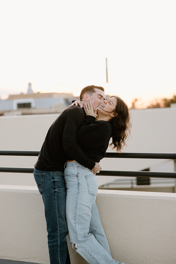 rooftop spring engagement photo