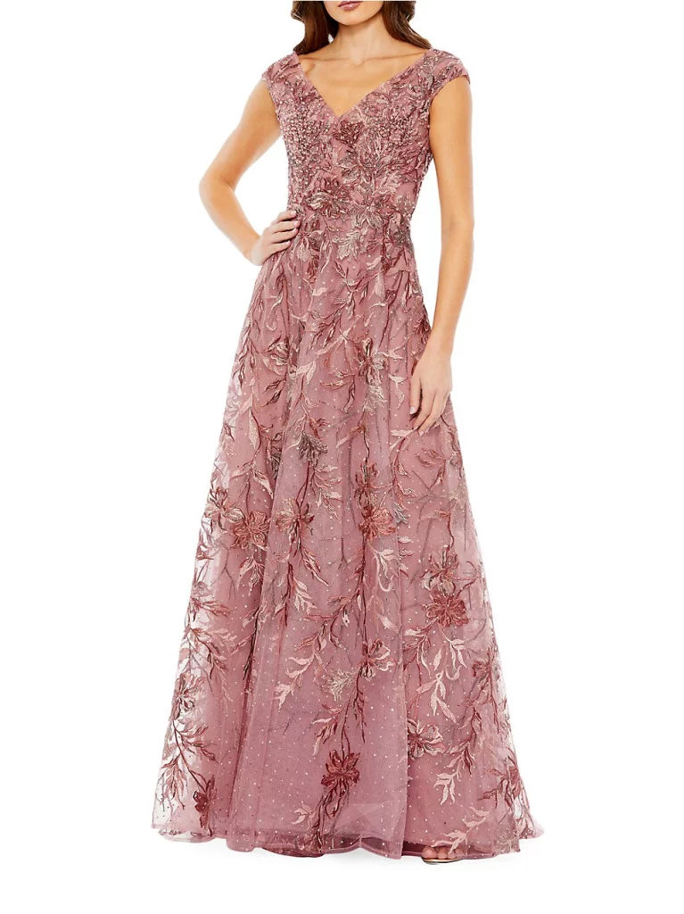 pink floral mother of the bride dress