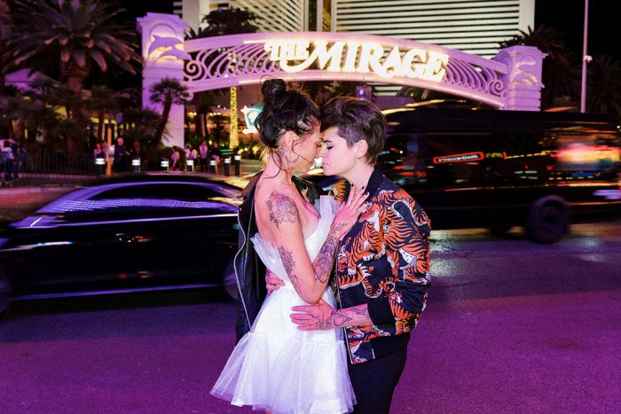 This Las Vegas Elopement Was Complete With Tattoos, Killer Fashion, &  Portraits on The Strip