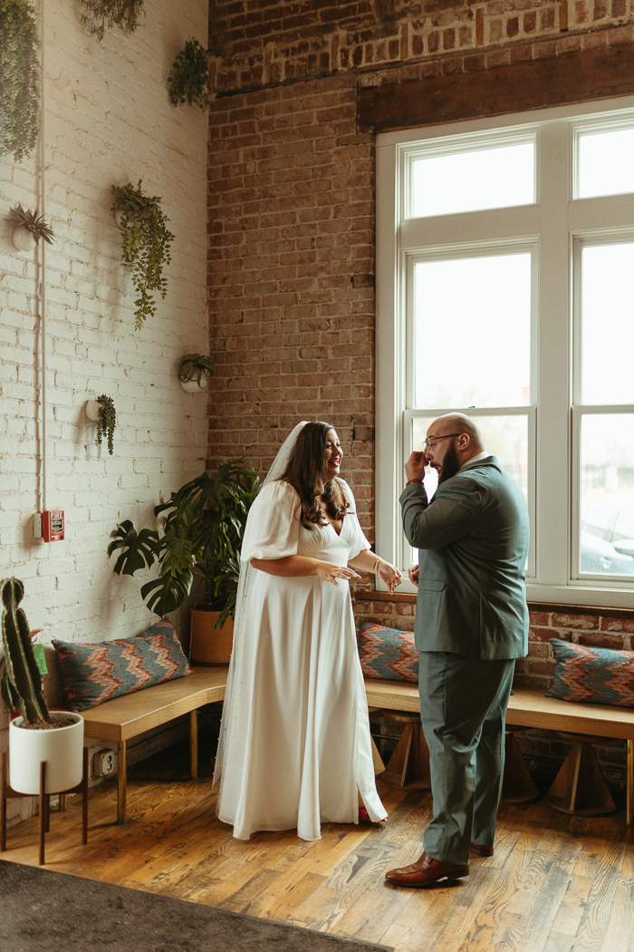 Bold Disco Ball Filled Onyx Coffee Lab HQ Wedding