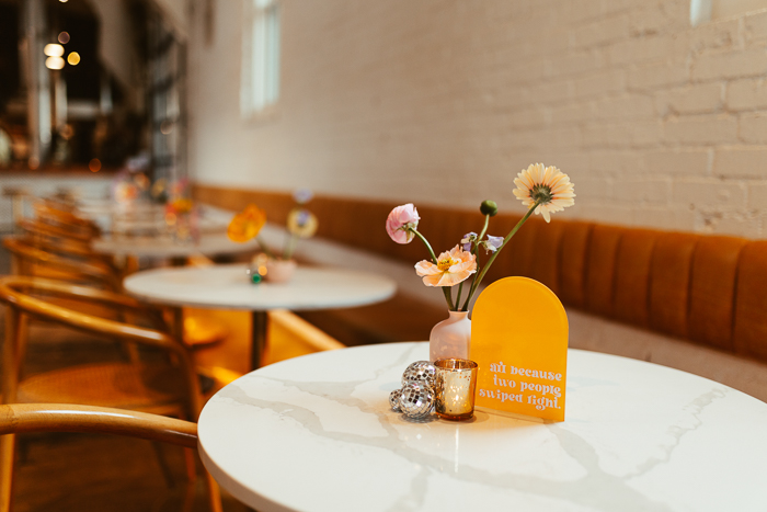 Bold Disco Ball Filled Onyx Coffee Lab HQ Wedding