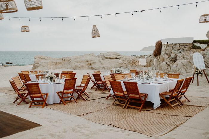 beach wedding and reception setup