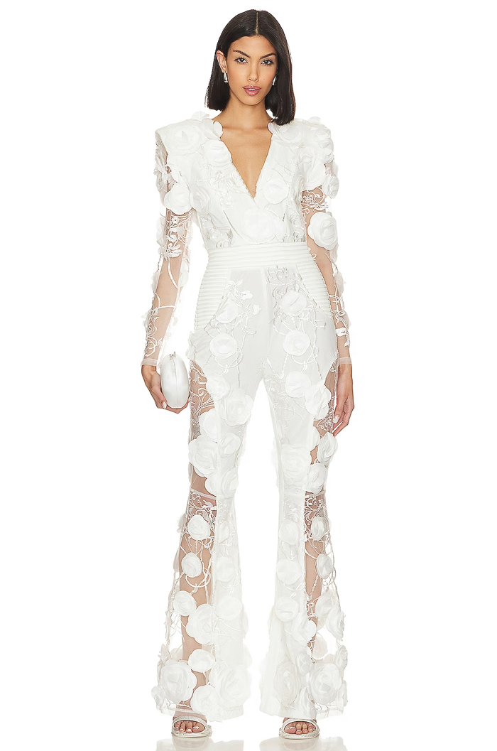 Write Your Own Romance White Embroidered Long Sleeve Jumpsuit