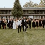 Cozy and Natural Black and White Abbey Resort Wedding