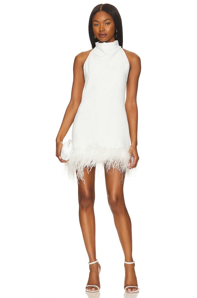 bachelorette party mini dress with feathers