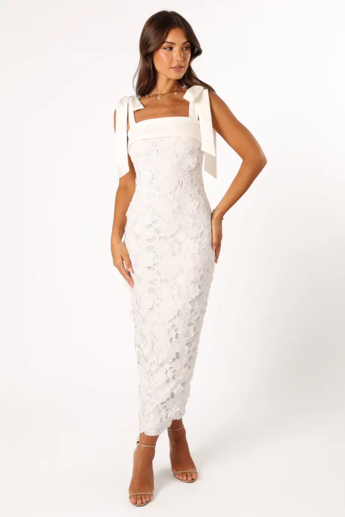 lace bridal shower midi dress