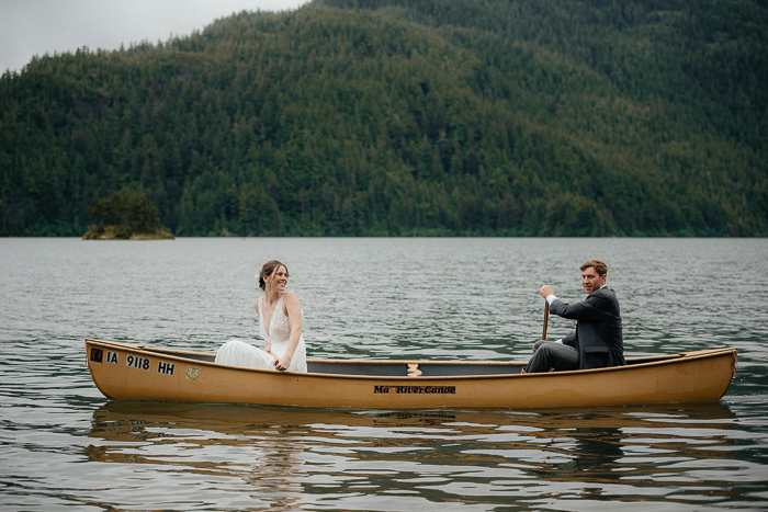 wedding portrait in a kayak