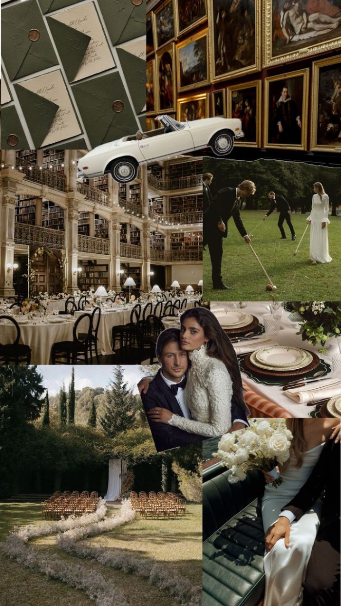 Old Money/Ralph Lauren wedding theme collage