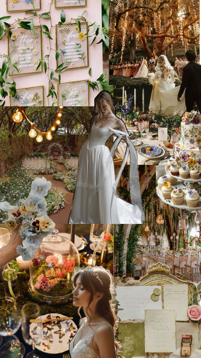 Enchanted Woodland wedding theme collage