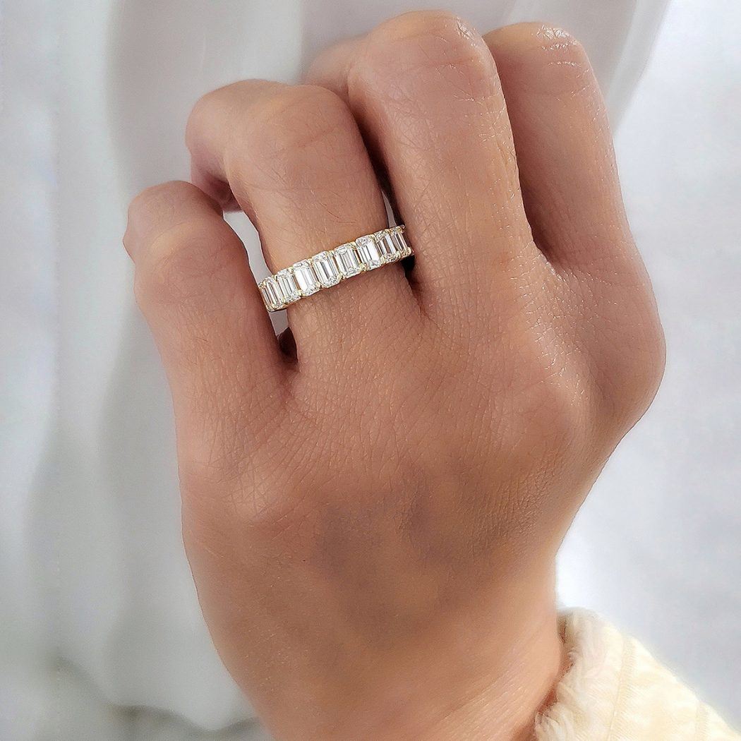emerald cut eternity band