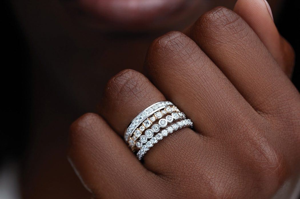 Eternity bands stacked