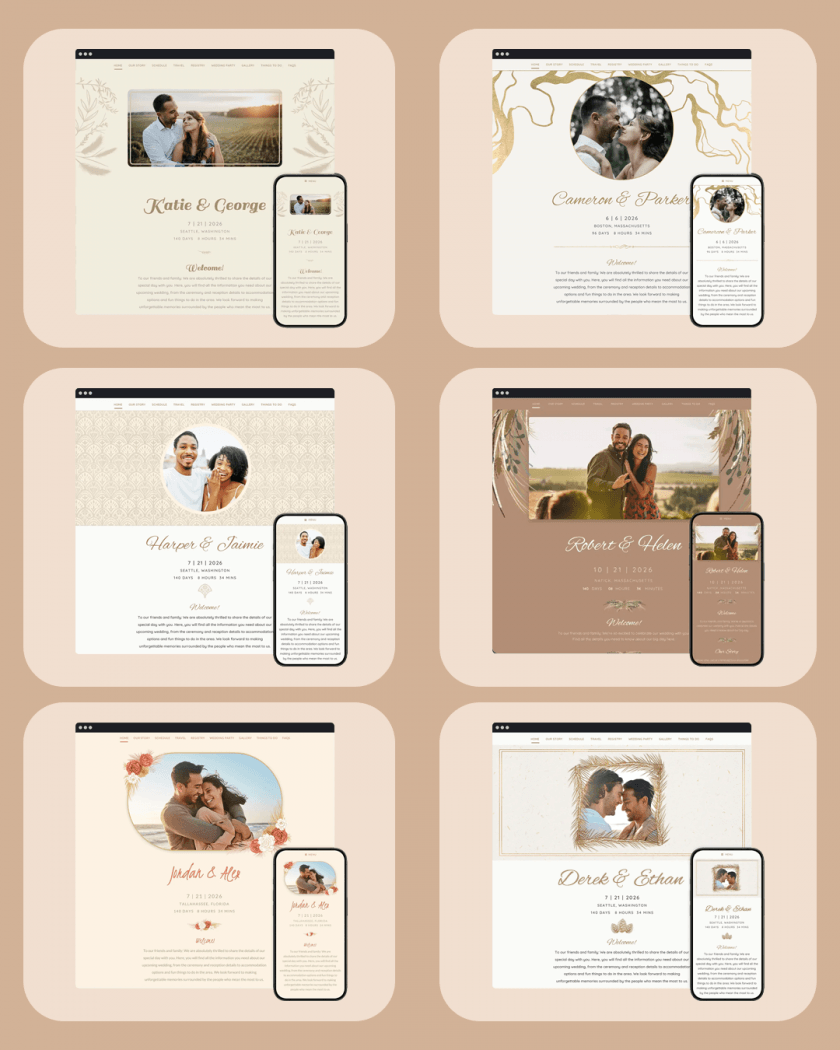 free wedding websites fall colors