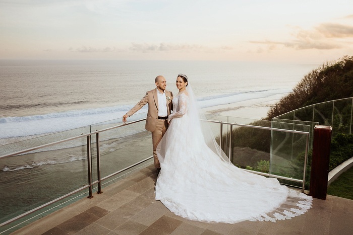 White Cherry Blossom Trees Defined This Fairytale Wedding on a Clifftop