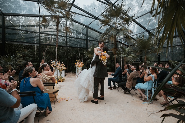 This Mexico Jungle Wedding Went from a Rainy Greenhouse Ceremony to a Candlelit Dinner