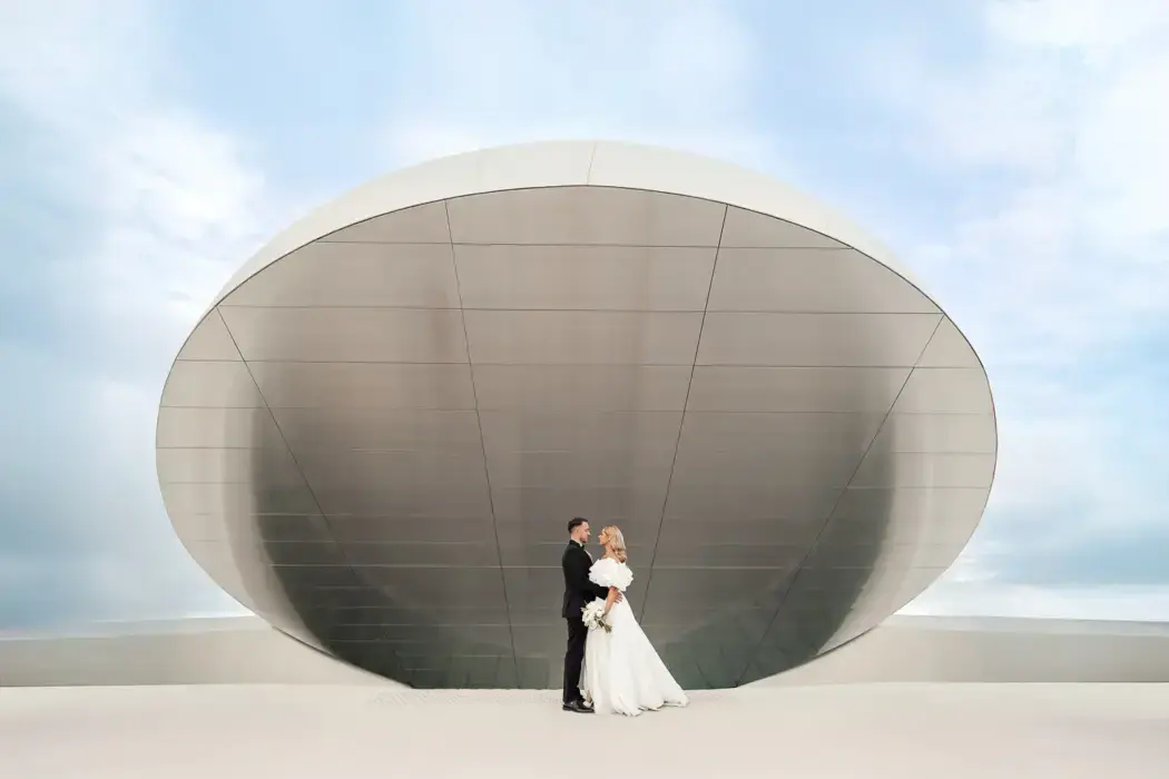 Wedding day couple in surrealist image