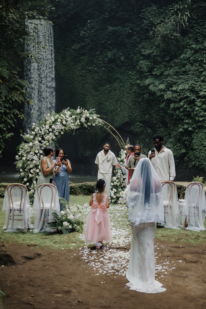 This Tibumana Waterfall Elopement in Ubud, Bali Was an Intimate Family Affair