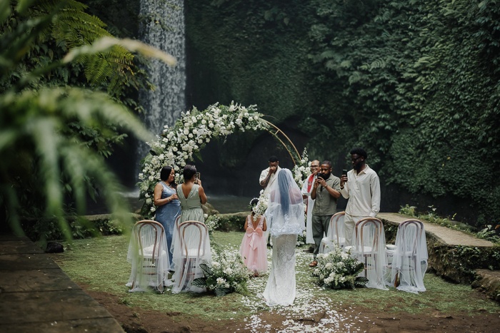 This Tibumana Waterfall Elopement in Ubud, Bali Was an Intimate Family Affair