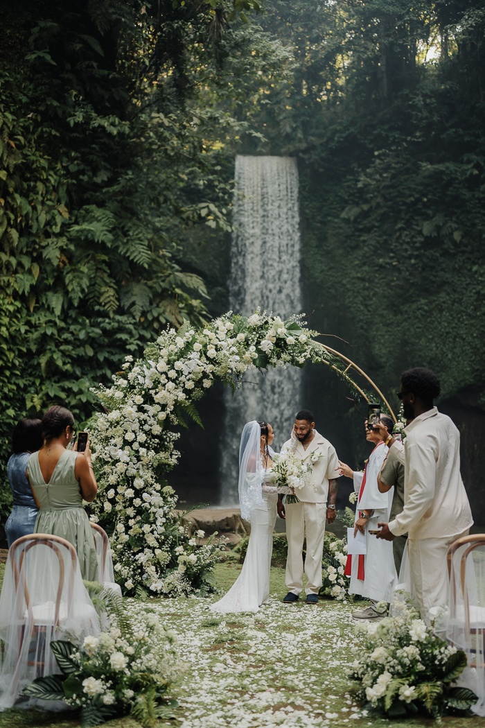 This Tibumana Waterfall Elopement in Ubud, Bali Was an Intimate Family Affair