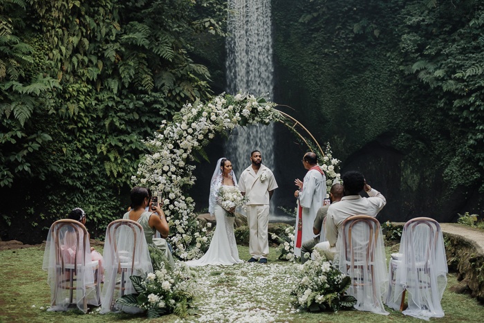This Tibumana Waterfall Elopement in Ubud, Bali Was an Intimate Family Affair
