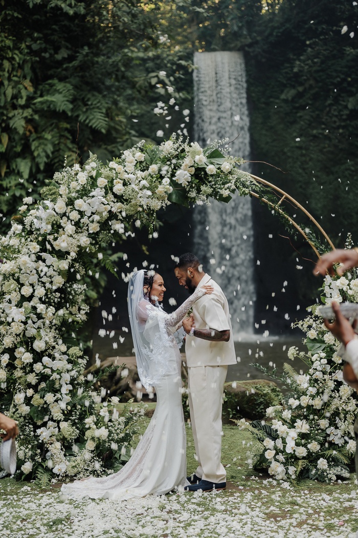 This Tibumana Waterfall Elopement in Ubud, Bali Was an Intimate Family Affair