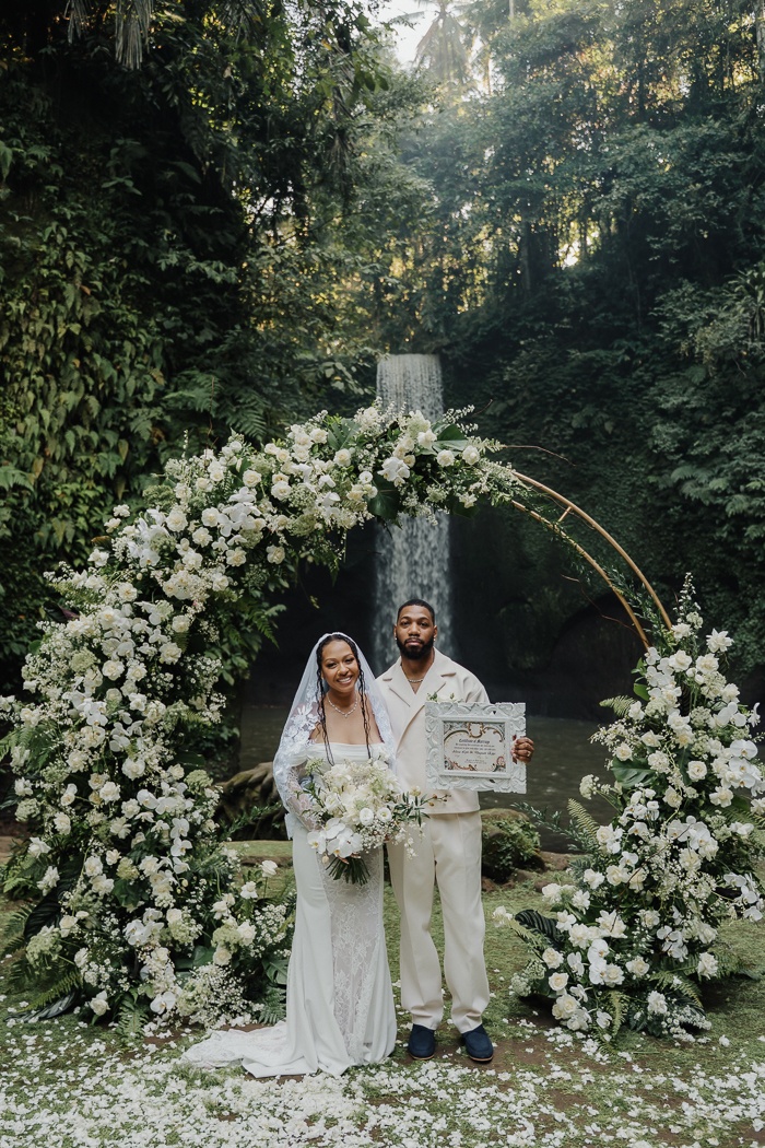 This Tibumana Waterfall Elopement in Ubud, Bali Was an Intimate Family Affair